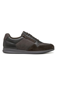 Geox, Pantofi sport cu insertii de piele intoarsa, Maro inchis, 42
