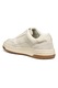 Geox, Pantofi sport de piele si piele intoarsa cu talpa plata si insertii textile, Alb fildes