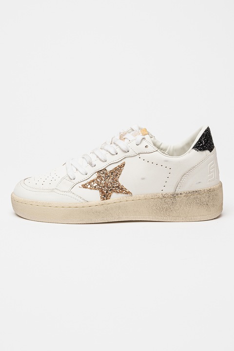 GOLDEN GOOSE, Кожени маратонки със захабен ефект, Бял/Кафяв