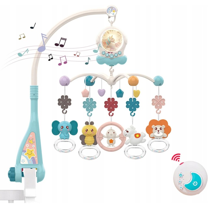 Carusel patut copii Luka multifunctional muzical rotativ cu telecomanda