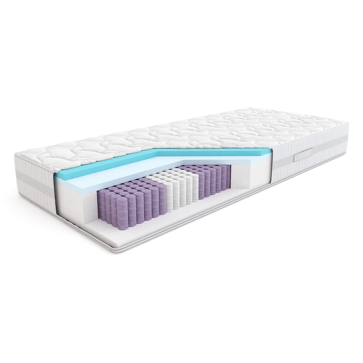 Saltea cu spuma elastica, Pan Materac, Select Dynamic, 160x200x25 cm, 7 zone, husa detasabila, fermitate medie
