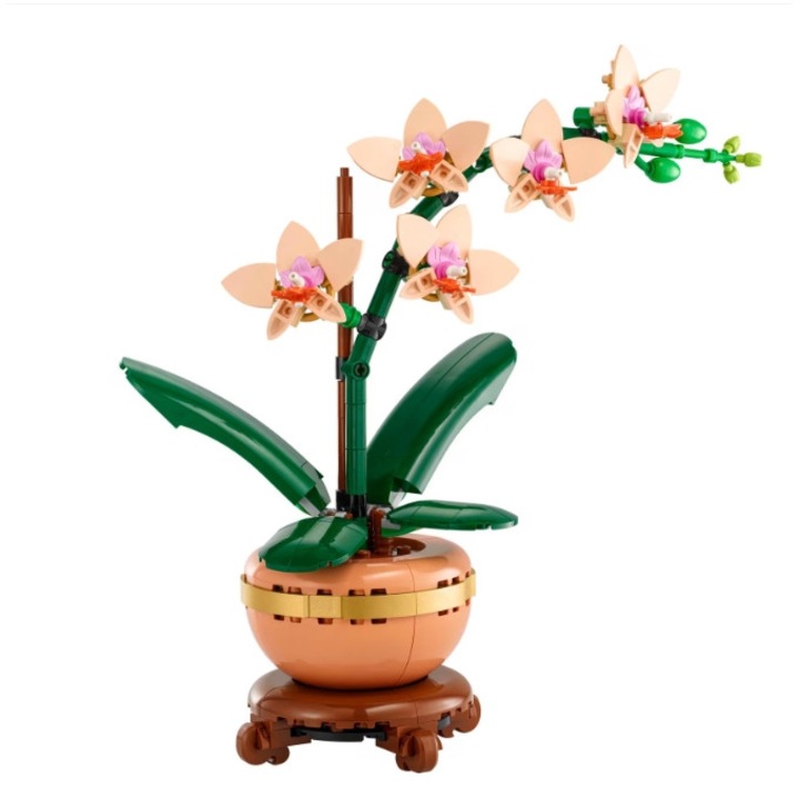 LEGO Botanicals - Mini Orchidea 10343 építőkészlet, 5 őszibarackvirág, terrakotta cserép, 25 cm