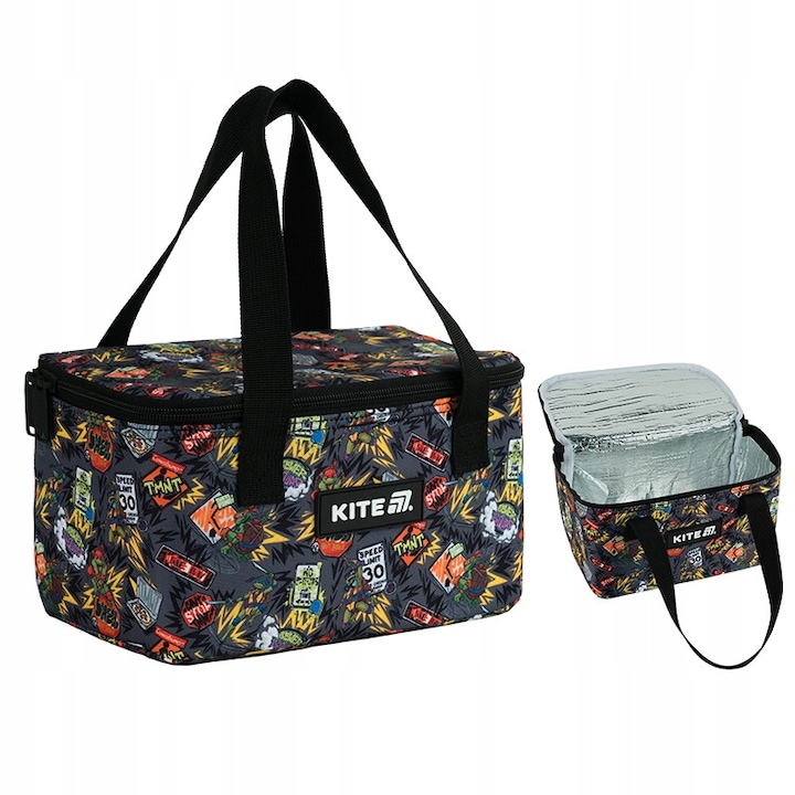 Термо чанта за обяд за деца Ninja Turtles 3, 5 л хладилна чанта с цип черна 24×13×14, 6 см Kite