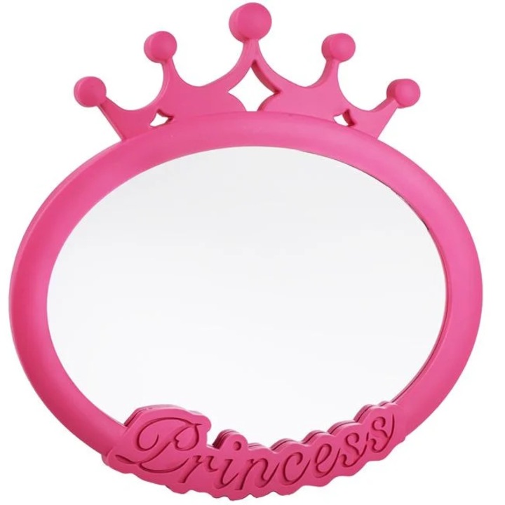 Стенно огледало, розова пластмасова рамка 25x25 см