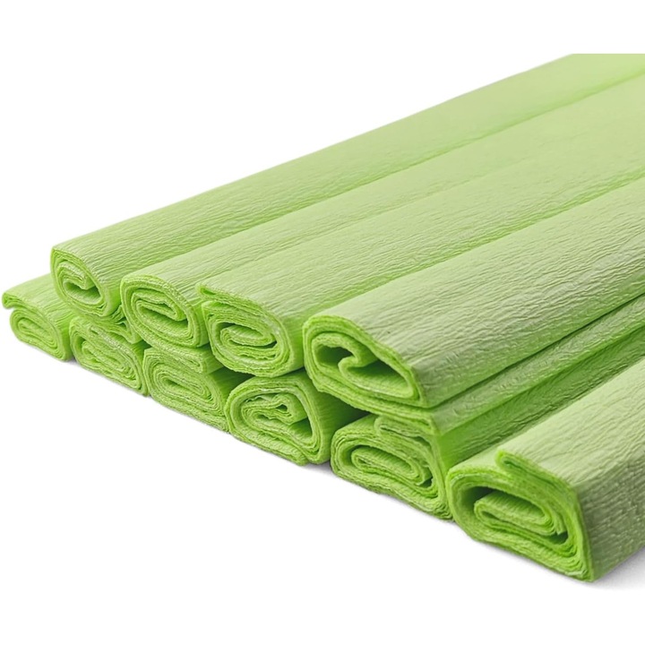 Комплект ролки креп хартия, Netuno, 205 x 50 см, 28 г/м², Универсален за занаяти, декор и креативни идеи, Еластичен, Биоразградим, Занаяти, Пастелно шамфъстък, 10 бр