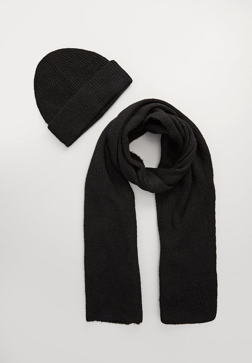 Set caciula si esarfa dama, Vero Moda, Negru, Marime Universala