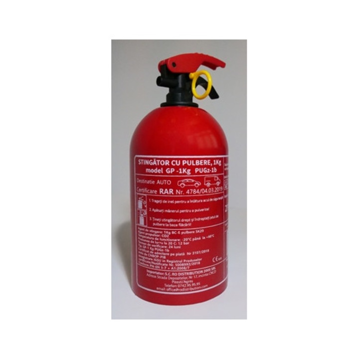 Stingator auto cu pulbere INSO, tip P1, 1 kg, fara manometru