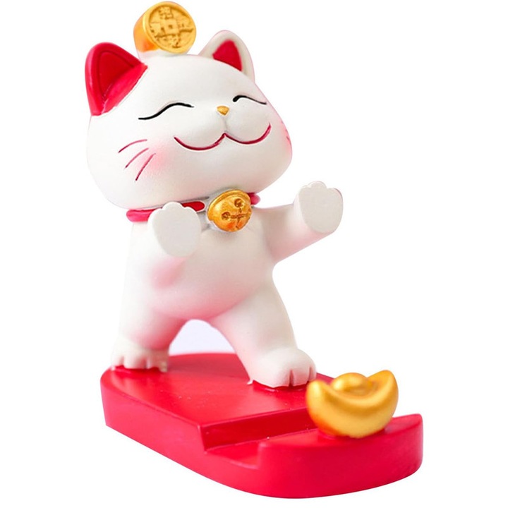 Suport telefon Supertina®, stil pisica norocoasa, design atractiv, dimensiuni compacte