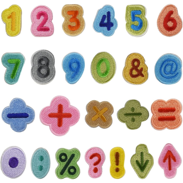Set 24 Pcs Petice Brodate termoadezive haine, Simboluri Numerice, pentru Imbracaminte, Umetoop