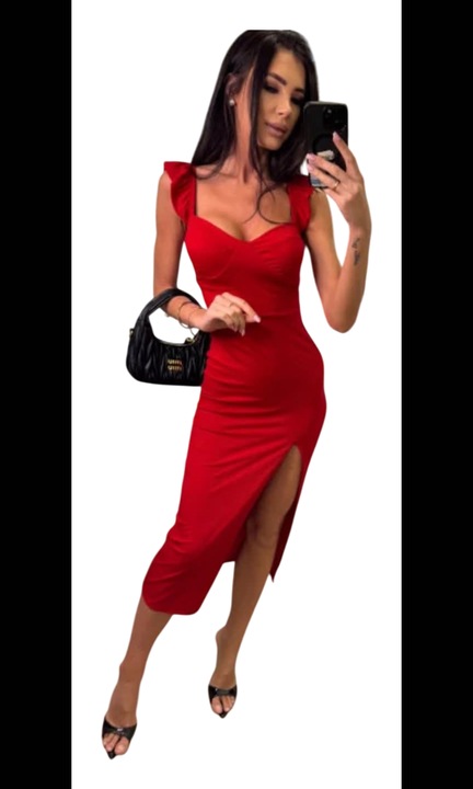 Rochie dama, Eleganta, marime universala, rosie