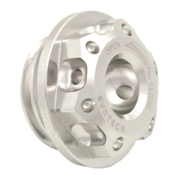 Motorolajtartály sapka – Evotech Italia – M20x2.5 – CNC alumínium, Honda Ducati Kawasaki Triumph Yamaha kompatibilis, ezüst