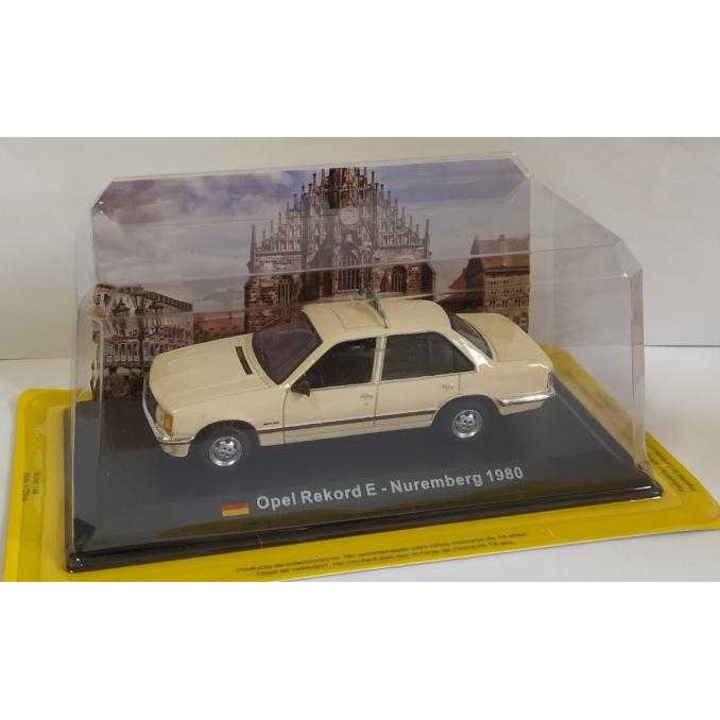 1980-as Opel Rekord E modellautó *Nürnbergi taxi*, krémszínű 1980-as méretarány 1/43