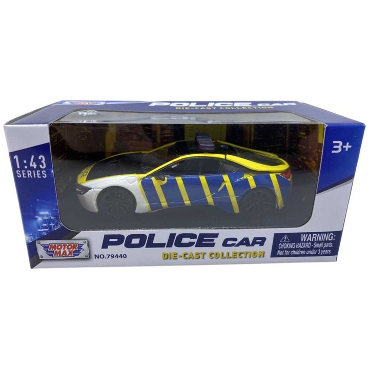Macheta 1/43 BMW I8 coupe *police*, blue/white/yellow