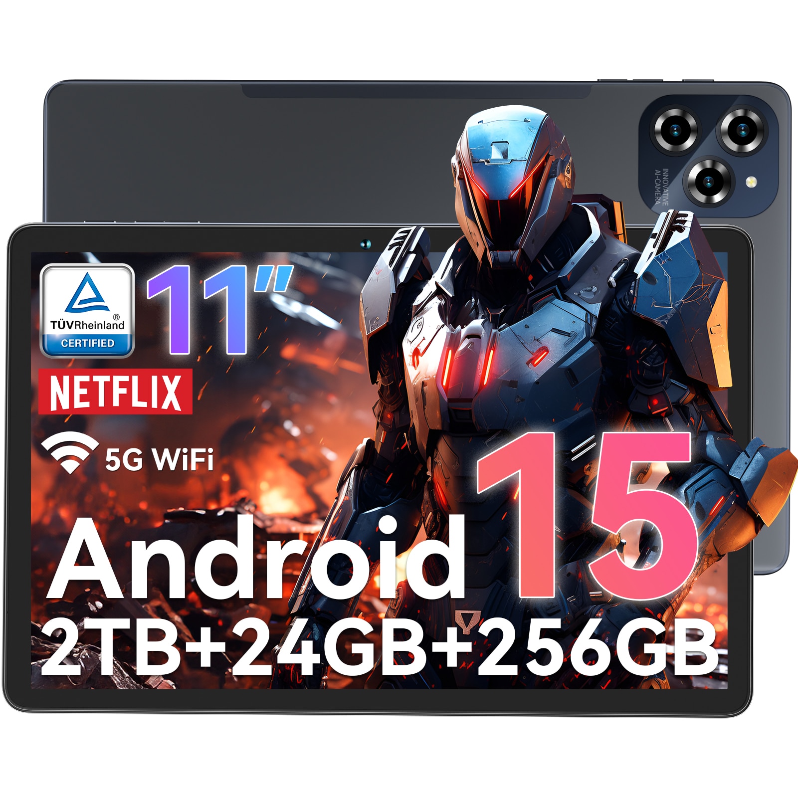 Tableta Blackview W90, 11 inch, Android 15, 5.0, WiFi 6, T310, 24GB Ram(8GB + 16GB extensibili), 800×1280, 256GB ROM, Expandabil 1TB, 5100mAh, Gri