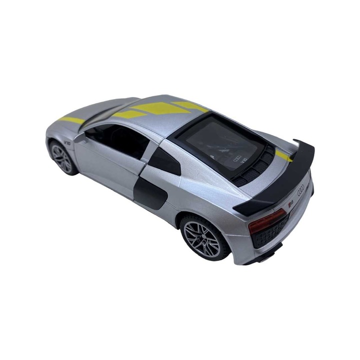 Macheta replica Audi R8 gri cu sunete si lumini scara 1:32