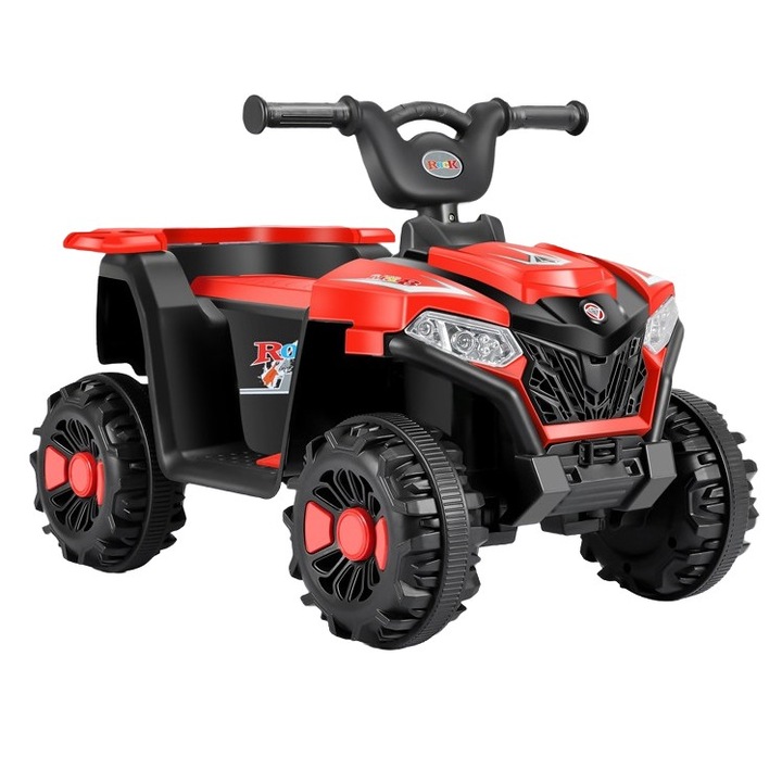 Masinuta Electrica pe x4 Roti, Tip ATV, cu Acumulator, Anti-Rasturnare, Sistem Lumini si Sunet, 2-5 Ani, 70 x 43 x 48 cm, Rosu