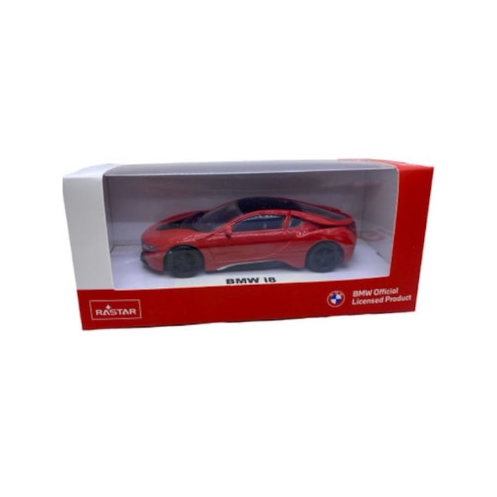 BMW i8 modell, piros 1/43 Rastar