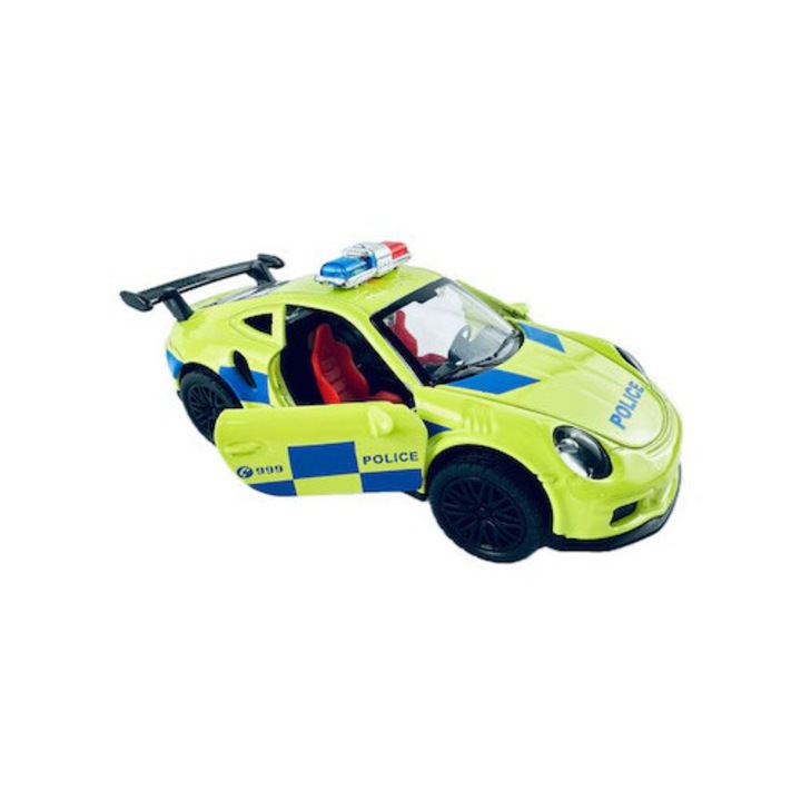 Porsche turbó rendőrségi autómodell, 1:36, sárga kék