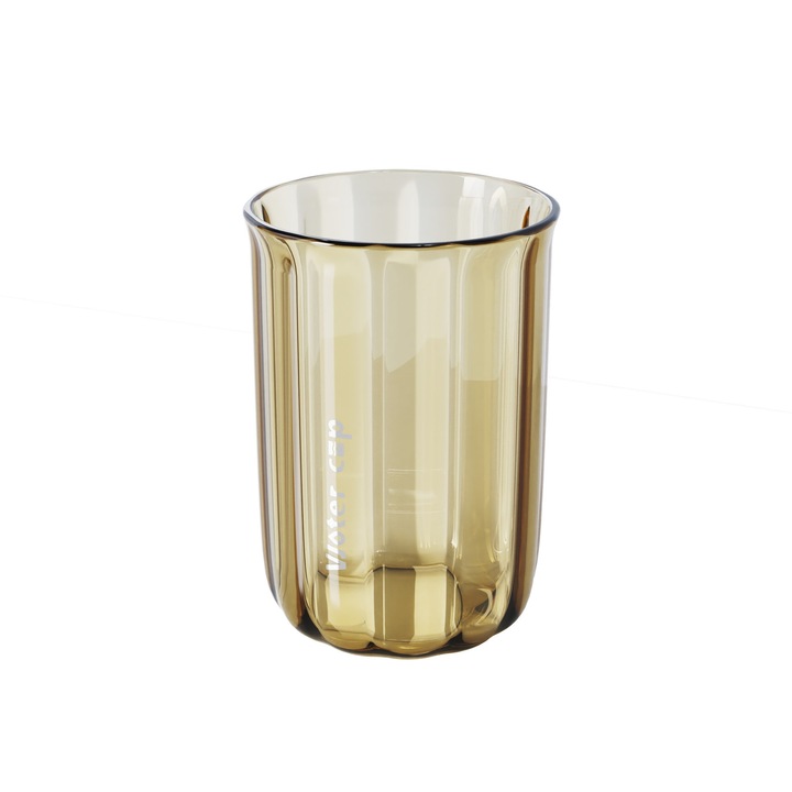 Cana pentru Clatirea Gurii si Periutei de Dinti, Pahar Clatire Baie, 200 ml, 10.4 x 7.3 cm, Maro Transparent