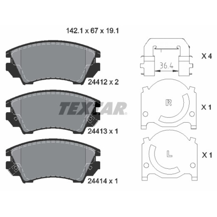 Fékbetét készlet, tárcsafék TEXTAR 2441201