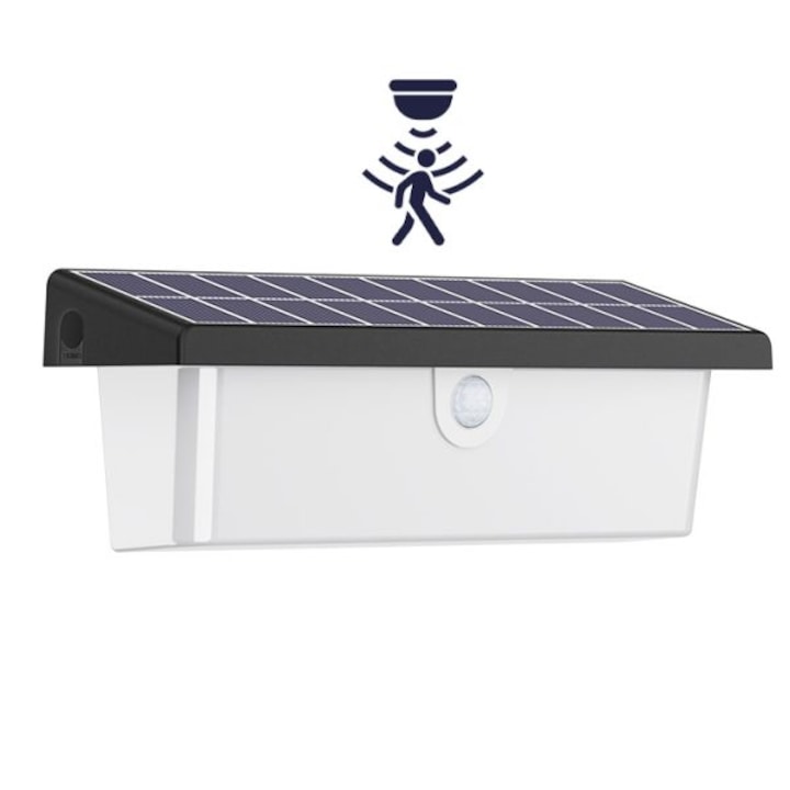 Соларна LED стенна лампа за външно ползване ClassLights, 20W, със сензор за движение и Ambient Mode, батерия 2200 mAh, зелено енергийно интелигентно осветление