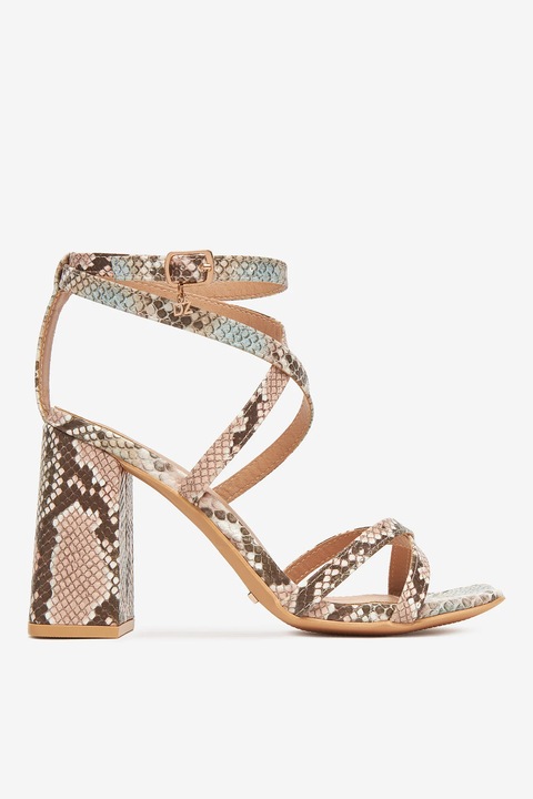 Sandale cu toc Deezee, Sintetic, Roz, Roz