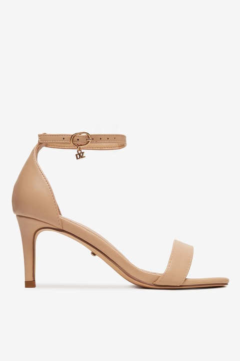 Sandale cu toc Deezee, Sintetic, Bej, 35 EU