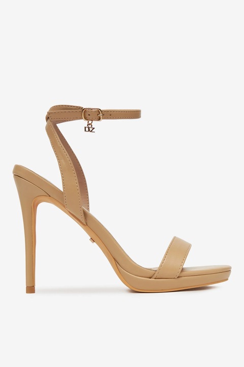 Сандали на ток Deezee, синтетичен материал, бежов цвят, Бежов