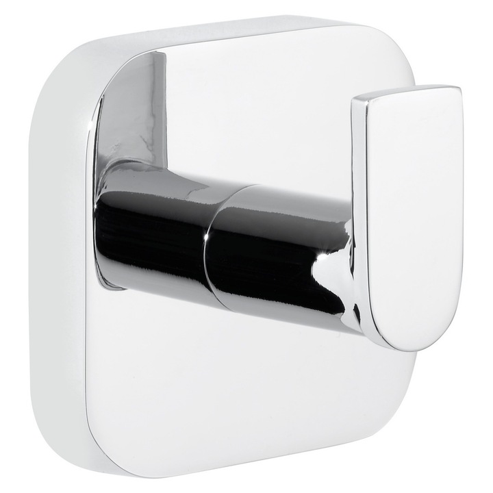 Cuier baie tesa Elegaant 40434, montaj pe perete, sistem fixare Power Kit inclus, o agatatoare, cromat