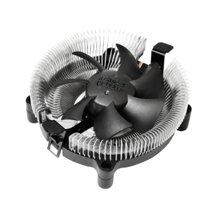 Охладител за процесор PCCOOLER E80, съвместим с Intel и AMD цокъла, 75 мм вентилатор, 2200 оборота в минута, 6 топлинни тръби, височина 42 мм