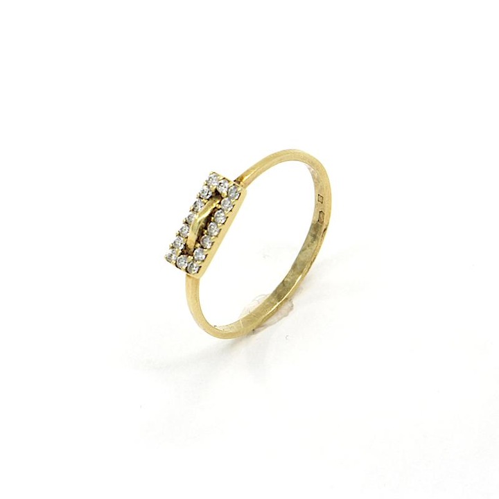 Inel de aur, Pattic, 54, design patrat, zirconii transparenti