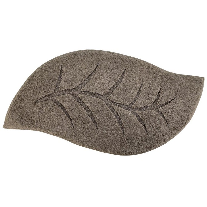 Covoras baie Saniplast Magnolia, antiderapant, forma frunza, gri maroniu, 55 x 100 cm