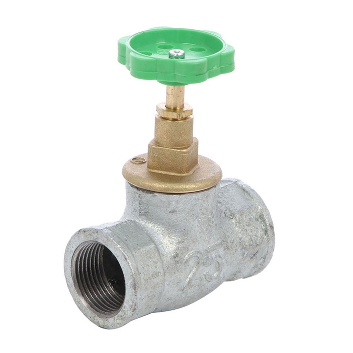 Robinet de trecere Valvex Viking, fonta, DN 25, maner rozeta, filet interior-interior