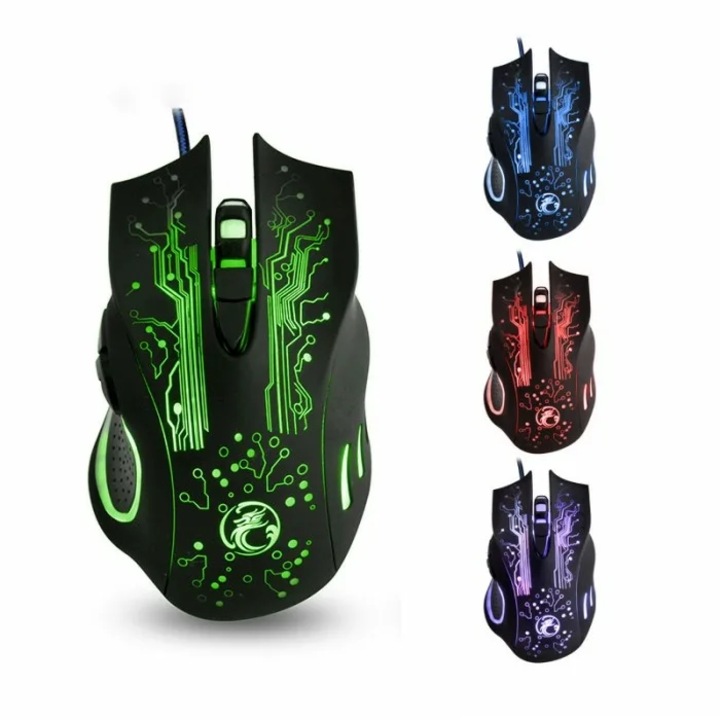 Mouse ergonomic pentru gaming, Estone X9, LED RGB, 6 butoane, 13x8.6x3.9cm, negru