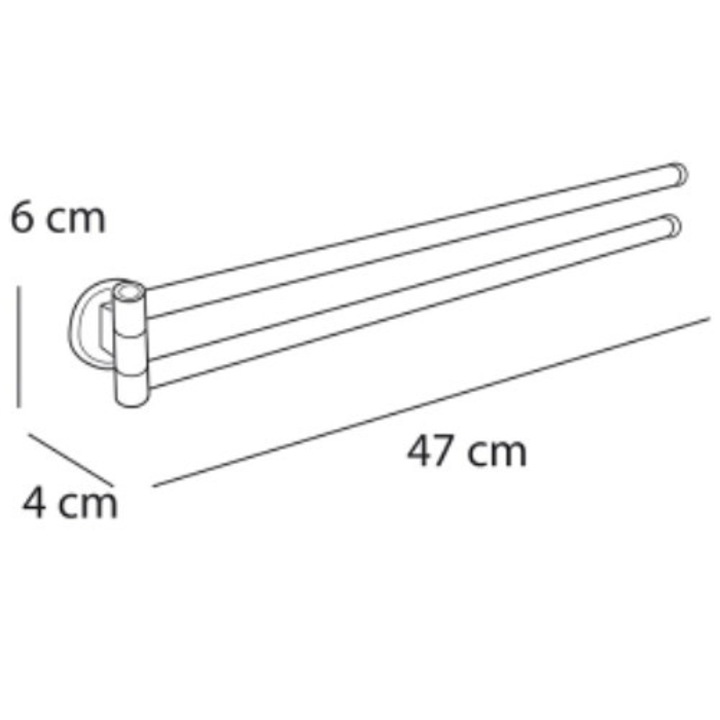 Държач за кърпи за баня Fly 4FSR099360, мобилен, с две рамена, 47 x 4 x 6 см
