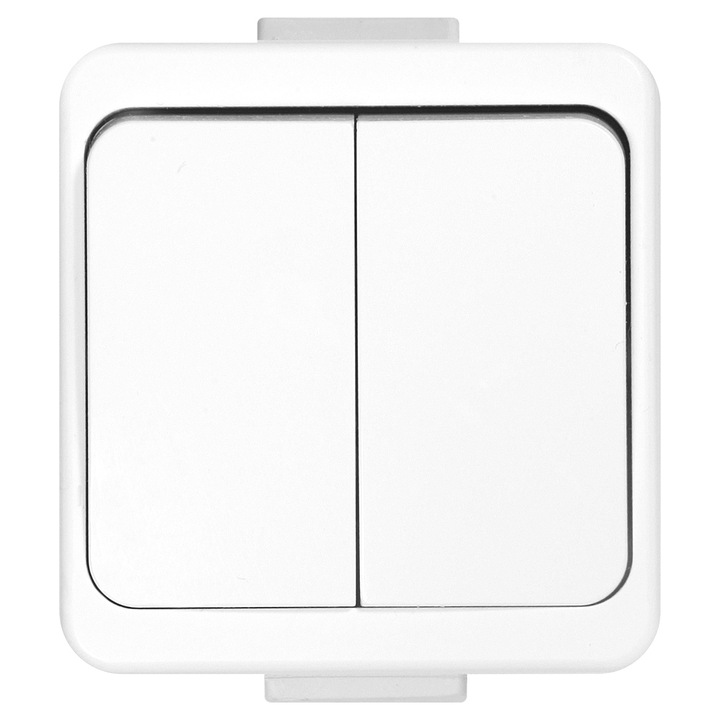 Interupator dublu Smart WNT-2S, aplicat, rama inclusa, alb, Kronus