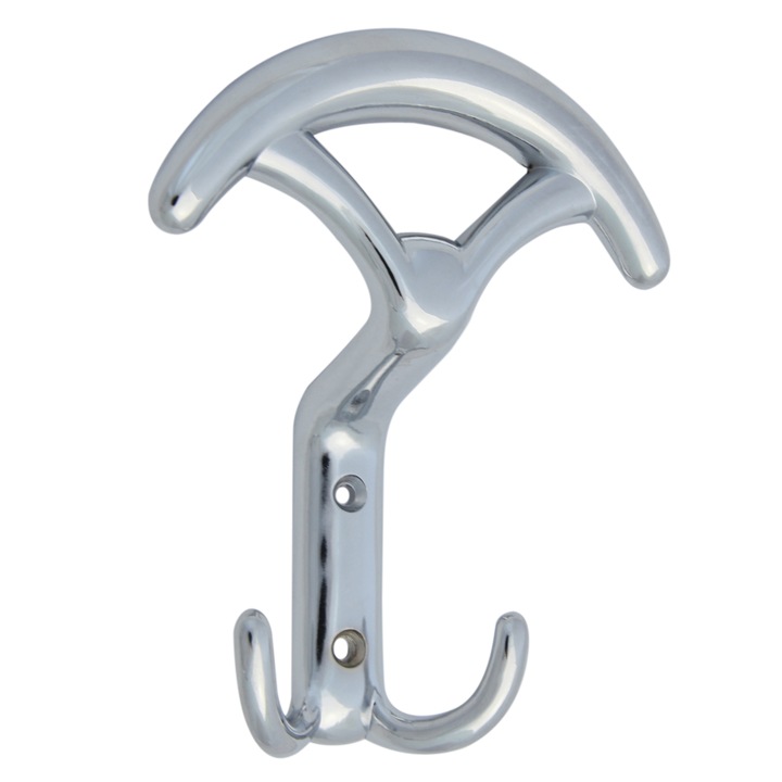 Bútorakasztó 3 akasztóval, zamak, fényes króm, fürdőszobába, hálószobába, előszobába, bútorra / falra szerelhető, 494.38.22