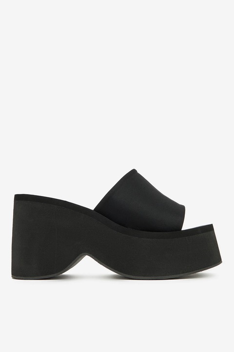 Papuci dama Deezee, Material textil, Culoare neagra, Negru, 40