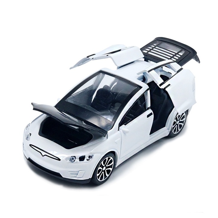 Masina Tesla, din aliaj, alb