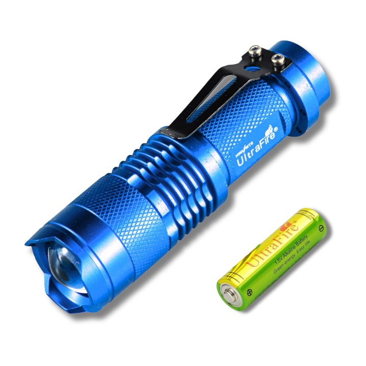 Фенер UltraFire SK68, 500 лумена, водоустойчив, алуминий, син