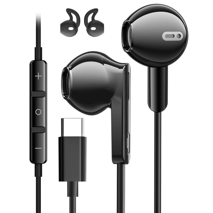 Casti intraauriculare AILZPXX cu cablu USB-C, stereo HiFi, pentru adulti, alb