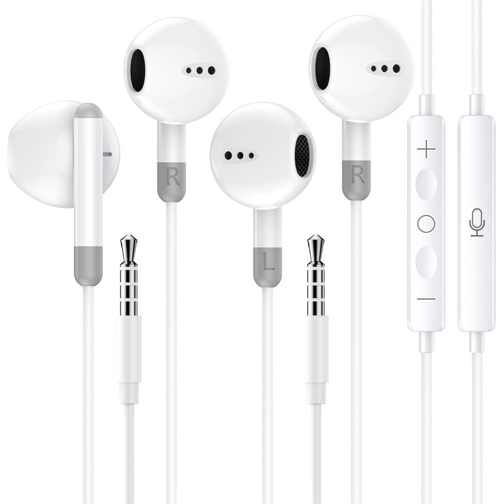 Set de 2 căști intraauriculare Wetsky, microfon, control volum, multicolor