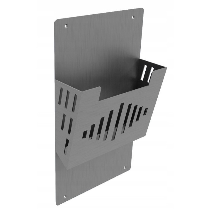Suport pentru reviste/pliante MAT CHYRA, din otel inoxidabil, 415x240x80mm, montare pe perete