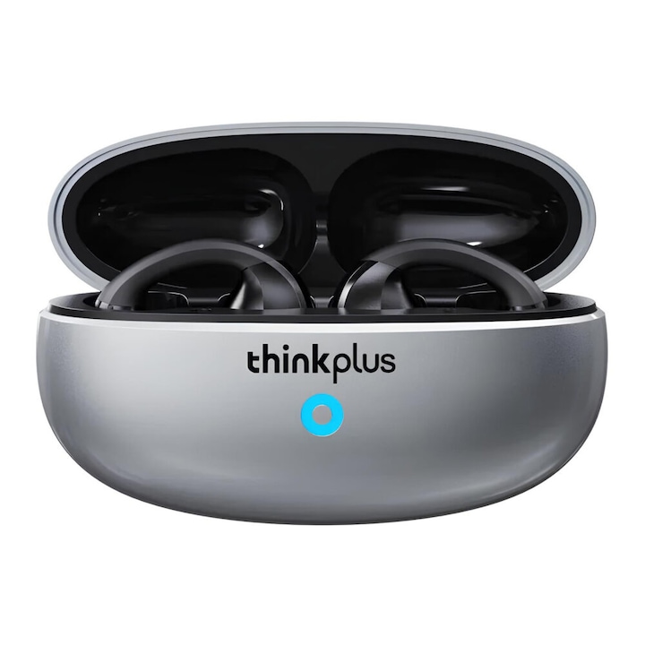 Безжични слушалки Lenovo ThinkPlus XT83, Bluetooth 5.3, IPX6, калъф за външна батерия, дълбок бас, сензорно управление, LED, микрофон, обхват 10 м, функция за намаляване на шума, USB-C, сиви