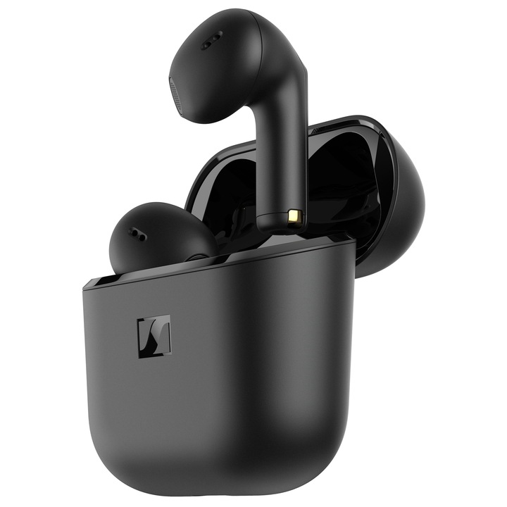 Слушалки Sennheiser Accentum Open TW, черни, Bluetooth, 28 часа живот на батерията, шумопотискане, IPX4 устойчивост на атмосферни влияния, 2 микрофона/слушалка