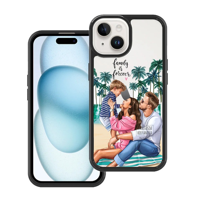 Калъф за Huawei Nova 9, HeartFrame Family, Семейни модели, Гъвкав TPU, Стъклен гръб, Прецизни изрези, Ултратънък, Удароустойчив, Зелен/Многоцветен