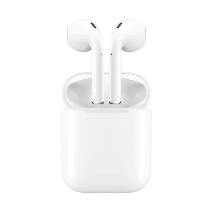 Безжични Bluetooth слушалки, TWS i12, аудио, слушалки за уши, безжични, спортни, за бягане, с микрофон, истински безжични слушалки, за телефон, сензорно управление, гласов асистент, универсални, 4 часа живот на батерията Bluetooth 5, бели