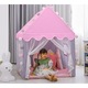 Cort de joaca pentru fetite cu lumini LED incluse, tip casa, cu ferestre, interior / exterior, 130 x 100 x 115 cm, Roz