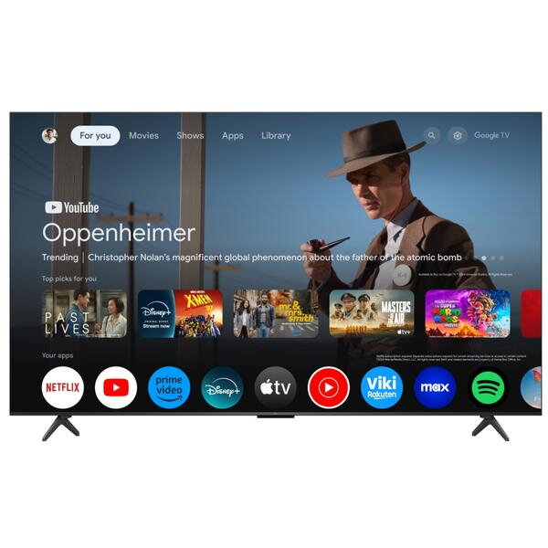 Televizor Mini LED TCL 55Q6C, 4K Ultra HD, 55", 138 cm, Smart Google TV, Clasa F, Negru