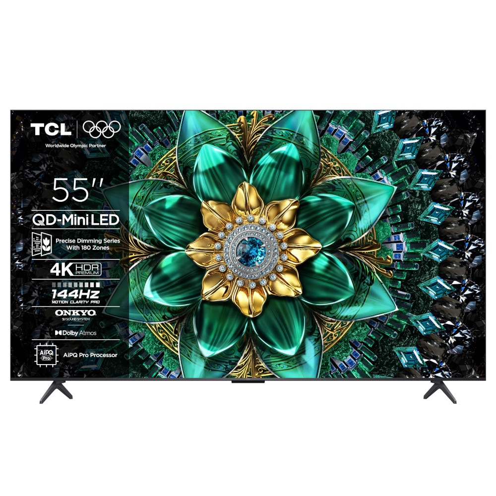 Televizor Mini LED TCL 55Q6C, 4K Ultra HD, 55", 138 cm, Smart Google TV, Clasa F, Negru